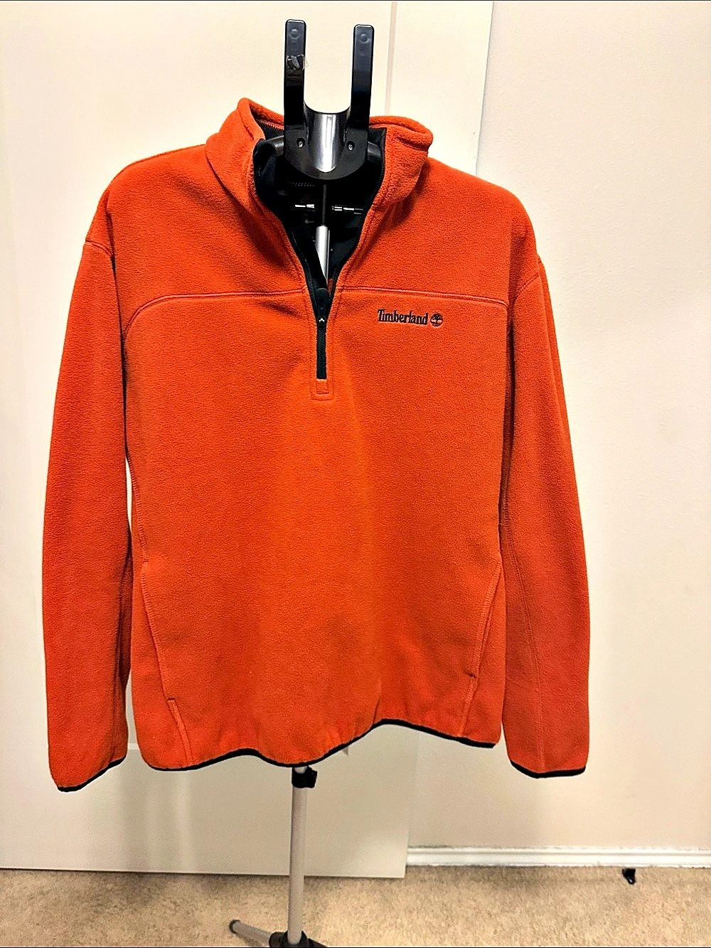 Timberland Quarter-Zip Fleece Pullover Men's Orange XL Like New